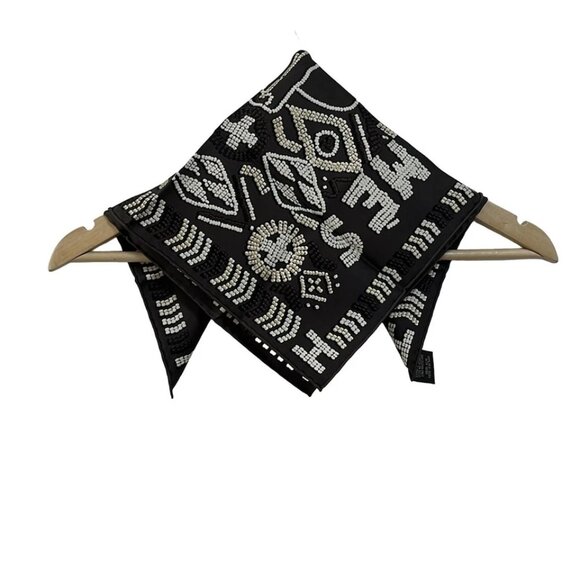 HERMES Petit Carre - Dark Brown Cream Scarf 299-072525 - Picture 2 of 6